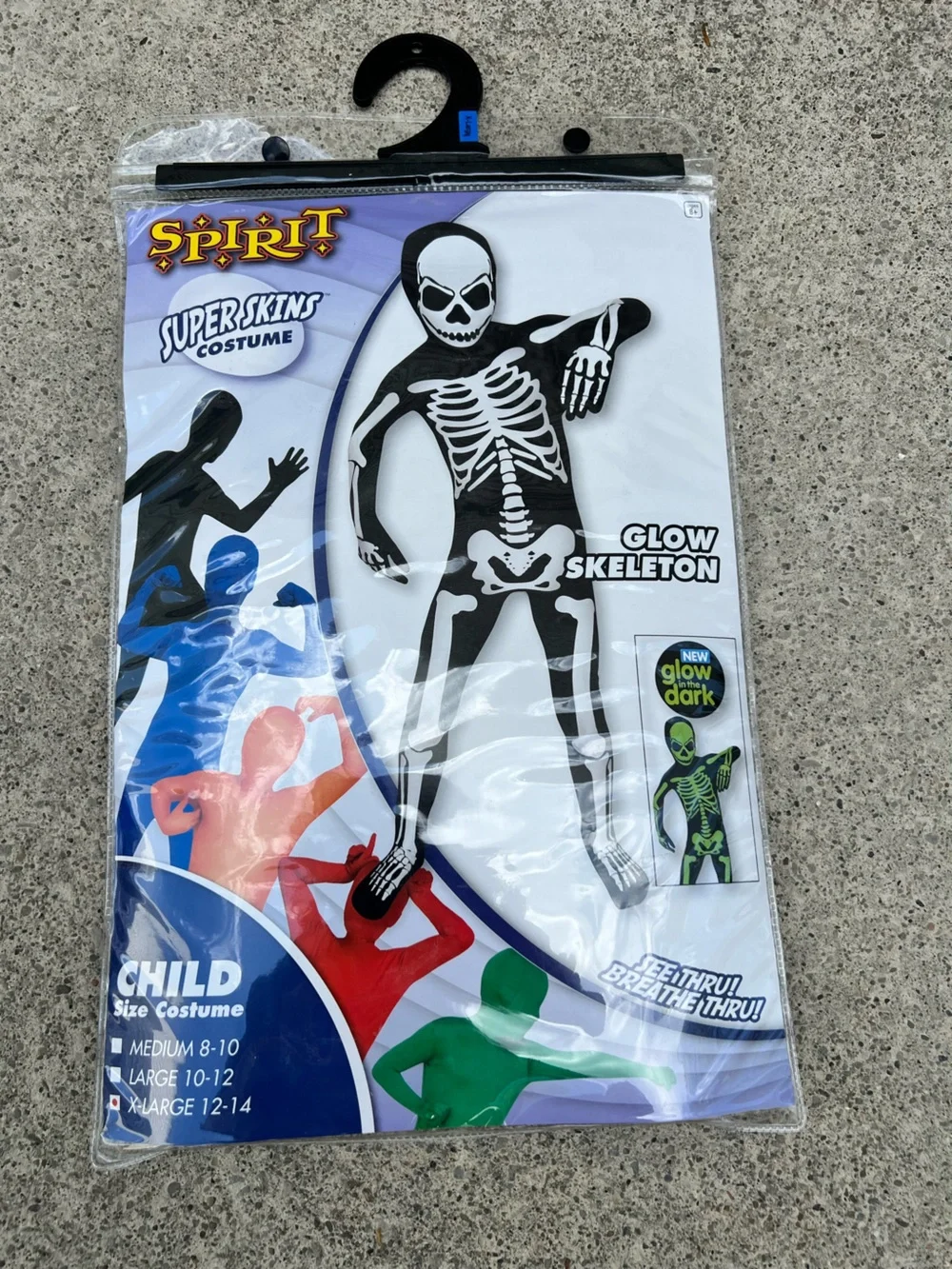 Spirit Halloween Glow Skeleton SuperSkin Costume - Black, White, Green Child XL - Picture 7 of 9